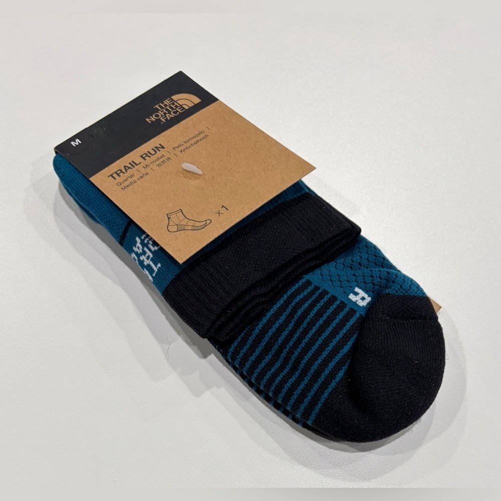 The North Face Adult Men's Medium Trail Run Quarter Socks Dusk Blue NWT Cushion